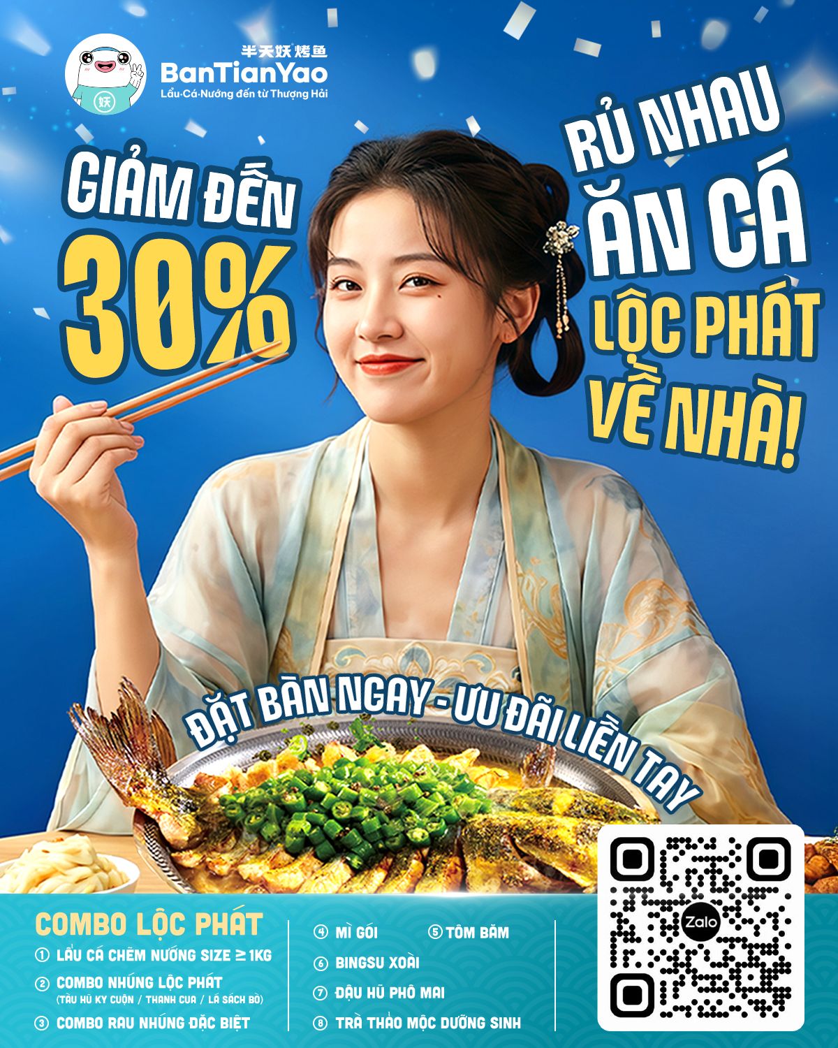 Let’s go eat fish together and bring home good luck and prosperity