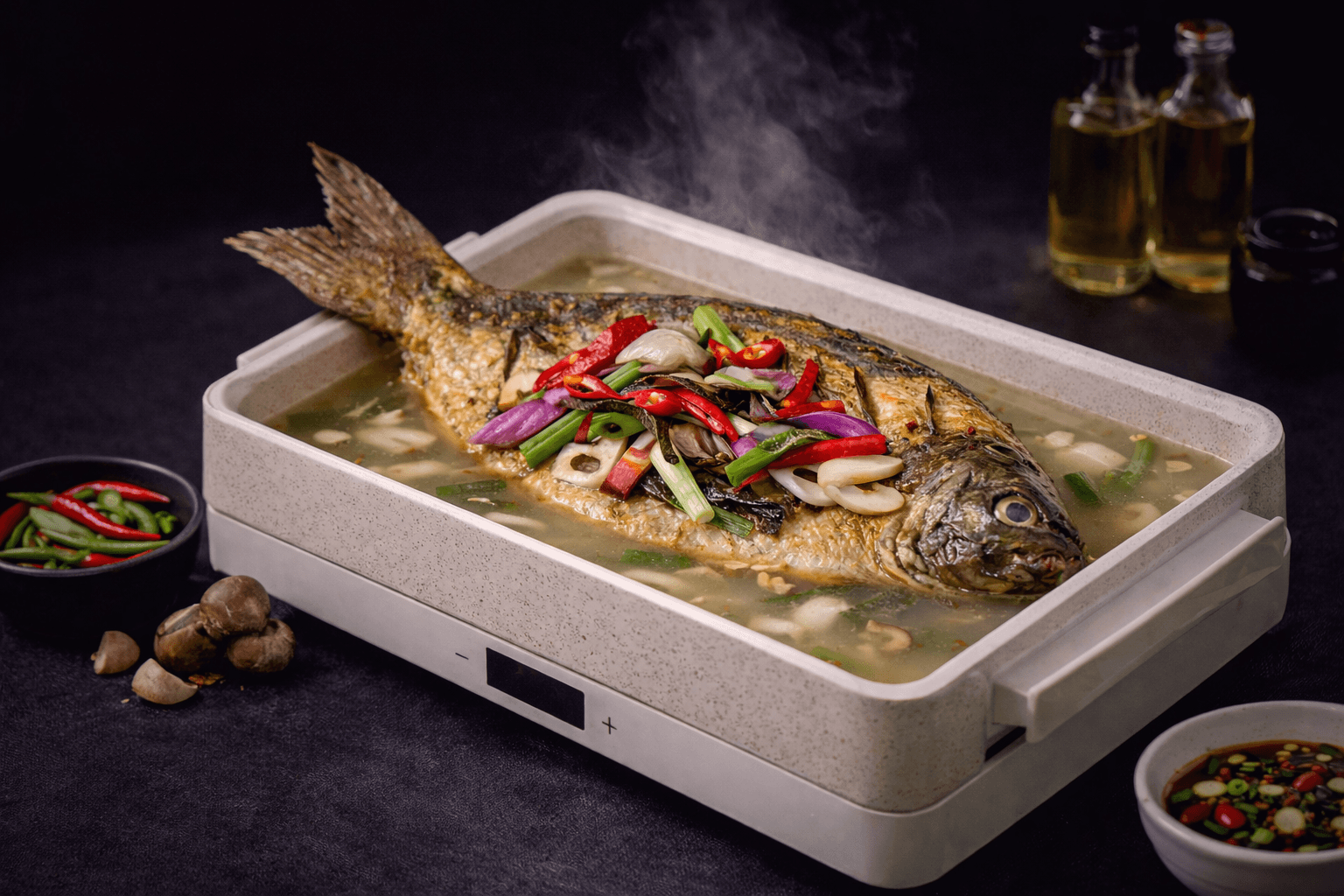 Grilled Fish Hot Pot with Light Hong Kong–Style Chicken Broth